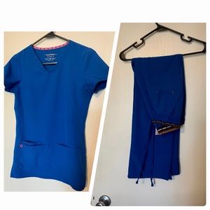 Royal blue heartsoul scrub set
